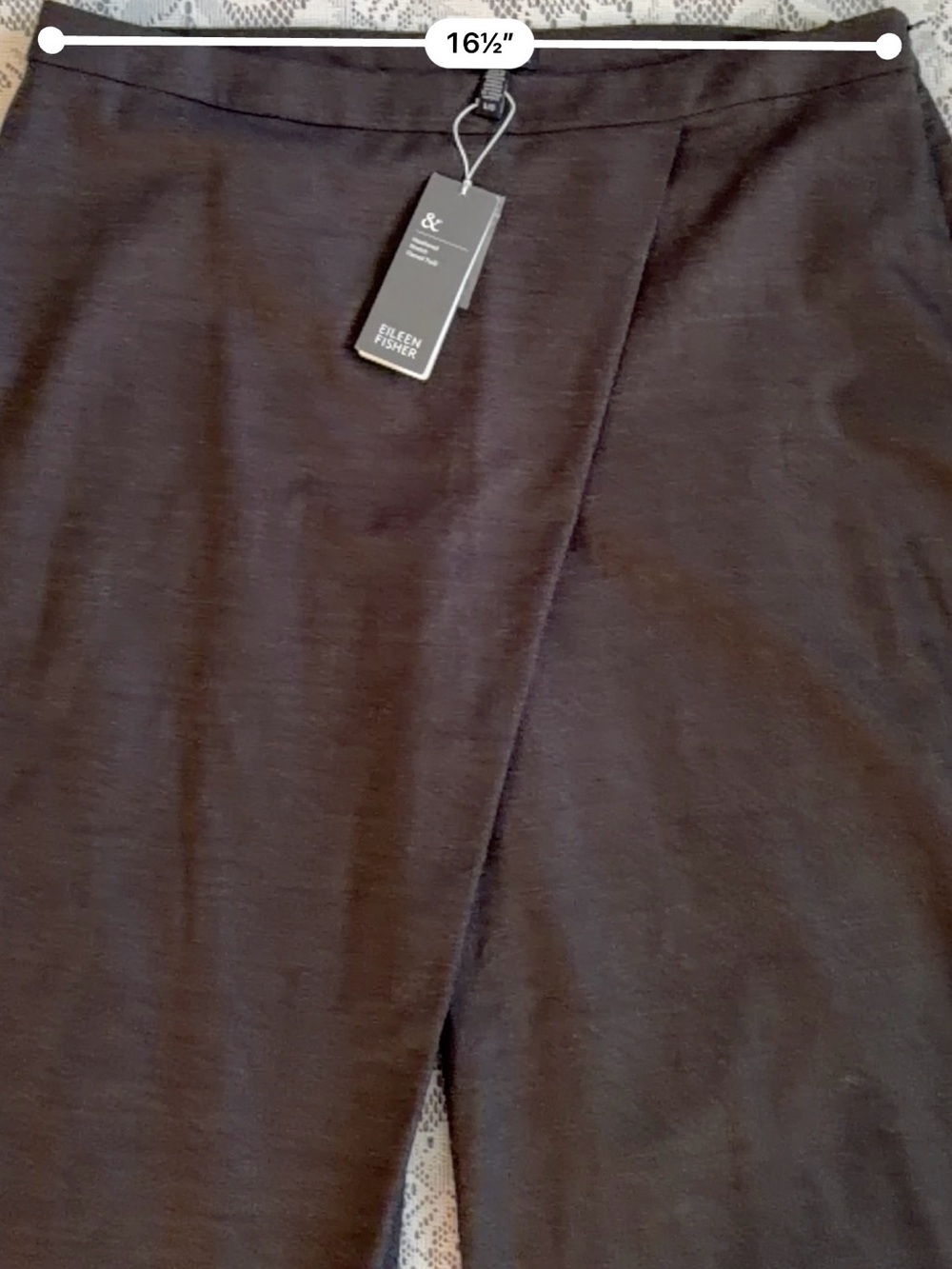 Eileen Fisher Heathered Stretch Flannel Twill Wool Sarong Pants in Charcoal Grey - Picture 5 of 10